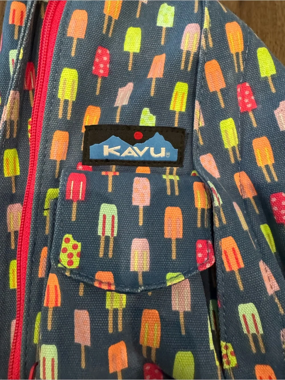 Kavu Navy Popsicle-Print Sling BackPack with Bright Colors